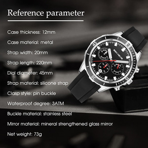 Relojes analógicos con estilo de moda para hombre, <span class=keywords><strong>reloj</strong></span> de pulsera clásico de cuarzo con cronógrafo de banda de silicona resistente al agua para trabajo deportivo para hombre - Product Image 6