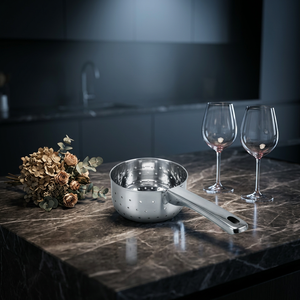 Passoire en acier inoxydable avec long manche, égouttoir durable pour légumes, lavable au lave-vaisselle, lavage à la main uniquement, usage en cuisine - Product Image 4