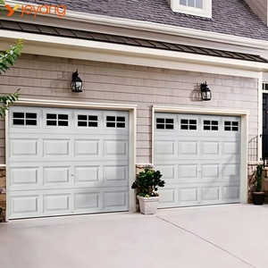 Porte <span class=keywords><strong>de</strong></span> <span class=keywords><strong>garage</strong></span> sectionnelle isolée automatique <span class=keywords><strong>de</strong></span> style européen moderne et personnalisable, 16 pieds x 7 pieds, <span class=keywords><strong>avec</strong></span> fenêtre en arc, couleur blanche - Product Image 1