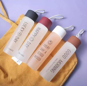 Smiley face lovers cup vetro smerigliato tazza personalizzata sport color bottiglie d'acqua di vetro - Product Image 2