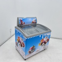Congélateurs vitrine pour glaces et bâtonnets glacés en promotion, 280L/350L/450L, avec porte vitrée incurvée