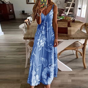 Vestido de verão boêmio feminino, sem mangas, costas nuas, elegante, casual, floral, feminino, para noite 2023 - Product Image 6