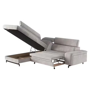 Juego de sofá europeo para sala de estar, muebles en forma de L, sofá <span class=keywords><strong>cama</strong></span> suave con funda, sofá <span class=keywords><strong>cama</strong></span> plegable extraíble para apartamento - Product Image 4