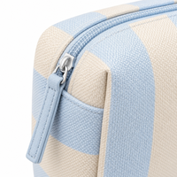 DICHOS Trousse de Maquillage Rayée Bicolore, Sac de Voyage Portable pour Articles de Toilette, Sac de Rangement Octogonal à Large Ouverture Verticale