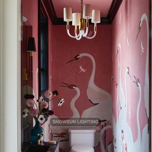 <span class=keywords><strong>Abat</strong></span>-<span class=keywords><strong>jour</strong></span> moderne en tissu de luxe lustre en métal et cristal lampes suspendues pour <span class=keywords><strong>cuisine</strong></span> hôtel salon - Product Image 5