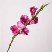 Bunga Artifisial F013 Real Touch, Gladiolus Putih Kuning Pink, Tangkai Panjang, Dekorasi