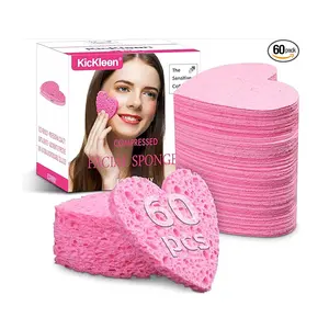 Esponja de celulosa rosa en forma de corazón para limpieza facial