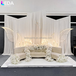 ชุดผ้าม่านตกแต่งงานแต่งงาน LEDA ดีไซน์ทันสมัย สวยหรู สีขาว ผ้าไหม ชุด 5 ชิ้น ฉากหลังงานแต่งงาน - Product Image 1
