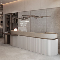 Bureau de réception en bois de style moderne avec logo personnalisable, couleur personnalisable, grand format, pour boutique, avec plusieurs espaces de rangement