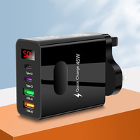 Chargeur mural de téléphone portable Usb Qc3.0 avec nous Uk Eu 45w PD chargeur de téléphone rapide et adaptateur chargeur de téléphone mural à affichage numérique