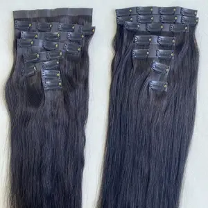 Factory Supply Seamless 100% Raw Remy Clip Na Extensão Do Cabelo Pele Pu Chinês Virgem Clip De Cabelo Em Extensões De Cabelo Humano