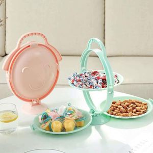 Folding Candy Fruits Plastic Plates 3 in 1 Creative Snacks <b>Tray</b> Multi-layer Foldable <b>Tray</b> for <b>Storage</b> - Product Image 2