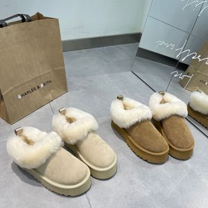Bottes d'hiver pour femmes <span class=keywords><strong>UGG</strong></span>, nouveau <span class=keywords><strong>style</strong></span>, mocassins à bout rond, semelle épaisse, chaussures en laine augmentant la taille - Product Image 1