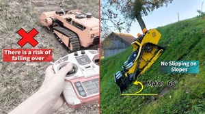 Falciatrice Semovente per Manutenzione Vegetazione Stradale 48V, Larghezza di Taglio 800mm, Certificazione CE, VTLM800, Telecomandata, Cingolata per Uso Industriale - Product Image 3