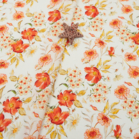 Nouveau design, tissu en coton doux pour la peau, imprimé floral grand format, style aquarelle pour jouets et poupées