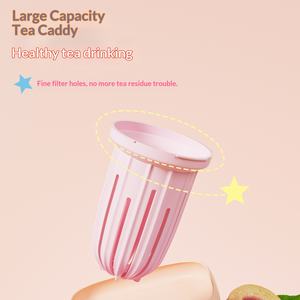 <span class=keywords><strong>Bouteille</strong></span> d'eau DILLER Tritan 650 ml avec infuseur intégré, couvercle à paille, sangle portable, légère et durable pour thé, café, jus, lait - Product Image 3