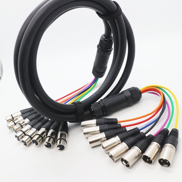 10ft 8 Channel XLR Snake Cables 8 Colored XLR Male to Female Snake Cable for Live, Recording, Studios