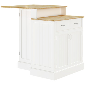 Tabletop, <strong>Island</strong> Table with Adjustable Shelves and Drawers, White - Product Image 1