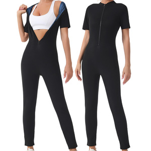 Combinaison longue pour femme avec manches courtes, combinaison de sauna, ceinture amincissante pour le corps, entraînement, combinaison de transpiration pour la graisse du ventre - Product Image 1