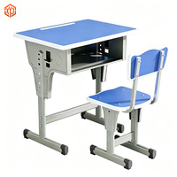 Ensemble bureau et chaise pour étudiants en stock d'usine, mobilier de classe, bureau et chaise d'école à hauteur réglable, tables d'école modernes en métal