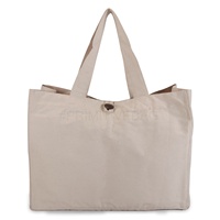 Sac fourre-tout en toile de coton uni multi-usages, poignées réutilisables, grande taille, fermeture à bouton, soufflet complet, plusieurs compartiments, personnalisable