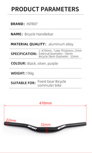 Guidon en alliage d'aluminium Intro7 BS08, tube central de 31,8 mm, longueur 470 mm, léger, haute résistance, pour vélo fixie et vélo de route - Product Image 3