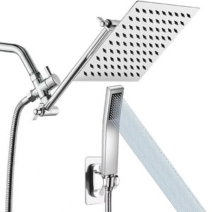 ODM/OEM 8英寸方形淋浴和不锈钢淋浴套件，带手持淋浴黑色 - Product Image 6