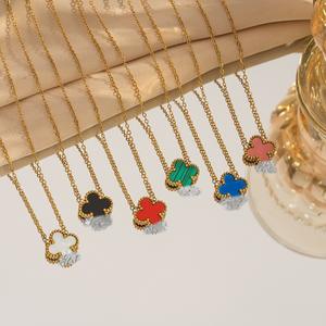 Collar de Trébol de Cuatro Hojas de la Suerte, Acero Inoxidable, Estilo Ligero y Lujoso, Collar Deportivo y Moderno para Mujer - Product Image 1