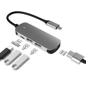 ฮับ USB แบบพกพา 4 5 6 8 in 1 อลูมิเนียม พร้อมพอร์ต 4K HD HDTV RJ45 100M 1000Mb USB-C 3.0 2.0 PD สำหรับแล็ปท็อป พีซี และแมค - Product Image 1