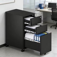 Meuble de rangement mobile à trois tiroirs en acier verrouillable avec roulettes, pour rangement sous le bureau, unité d'organisation sécurisée pour la maison et le bureau