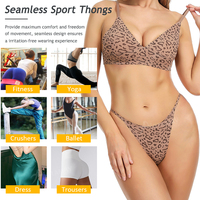 Culotte string sexy sans couture à imprimé léopard multicolore Green Envoy pour femme, taille basse, string pour filles