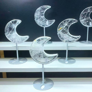 Vendita calda naturale chiaro quarzo luna Stand intagliato a mano Fluorite ametista luna intaglio per fai da te cristallo artigianato regali - Product Image 2