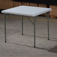 Table pliante moderne en plastique carrée de 34 pouces, légère, pour l'extérieur, pour la cour