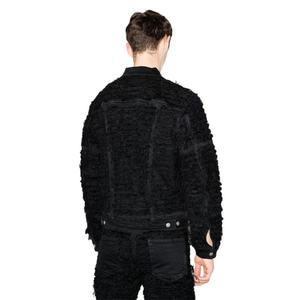 แจ็คเก็ตยีนส์สีดำทรงหลวมสไตล์ลำลอง ดีไซน์สร้างสรรค์ แต่งดีเทลขาดๆ สำหรับผู้ชาย ทันสมัยและมีสไตล์ - Product Image 2