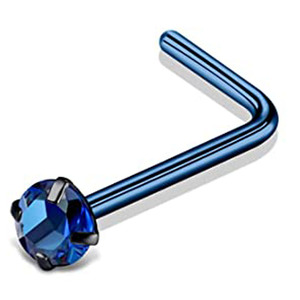 20G Hypoallergener Edelstahl Nasenstecker L-förmig Glänzender Zirkonia Labret Nasenring Piercing-Schmuck für Herren - Product Image 5