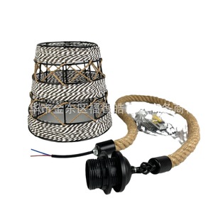 Retro Hemp <b>Rope</b> Woven Chandelier Lampshade For Living Room Study Hotel Home Decor Single Head <b>Led</b> Light Source - Product Image 5