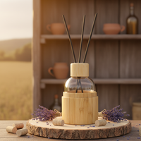 Bouteille diffuseur de parfum en verre grande capacité avec bouchon en bois de bambou, diffuseur d'arômes pour la maison, bouteille pour huiles essentielles