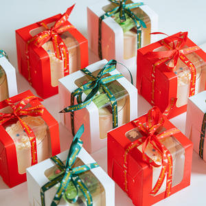 Caja de embalaje de postre con ventana transparente de <span class=keywords><strong>2</strong></span>/3 pulgadas, caja de regalo para pastelería, Cupcake, Mousse, Bento, cajas de pastel, cumpleaños, Navidad - Product Image 1