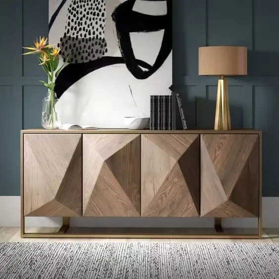 Kabinet makan ringan gaya Amerika, lemari sepatu minimalis modern kayu solid, dekorasi dinding