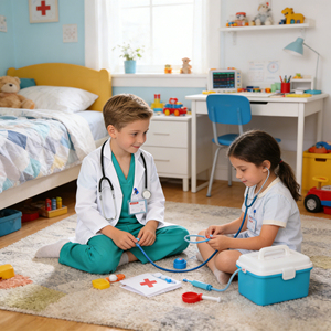 Ensemble de déguisement d'agent de la sécurité, tenue d'infirmière avec accessoires, costume de Noël pour garçons et filles - Product Image 5