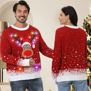 Funnycokid Suéter Feo De Navidad Para Niños Y Niñas, Divertido Suéter De Punto LED Talla 5 6 Alpaca