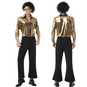 Conjunto <span class=keywords><strong>de</strong></span> Disfraz Disco Unisex, Estilo Hippie Retro <span class=keywords><strong>de</strong></span> <span class=keywords><strong>los</strong></span> <span class=keywords><strong>70</strong></span>, Top <span class=keywords><strong>y</strong></span> Pantalones <span class=keywords><strong>de</strong></span> Poliéster, Ropa <span class=keywords><strong>de</strong></span> Cosplay para Fiestas <span class=keywords><strong>de</strong></span> Halloween para Adultos - Product Image 4
