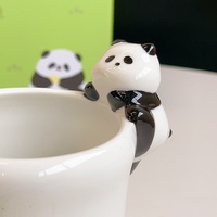 Taza de Leche de Porcelana con Cuchara, Diseño Creativo de Panda Verde, Estilo Moderno, Resistente al Calor, Apta para Alimentos, Apta para Lavavajillas, Ideal para Regalo