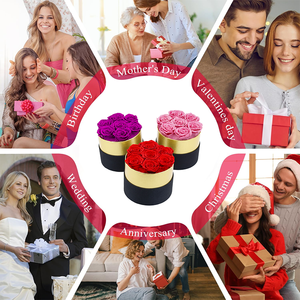 Vente d'usine, boîte cadeau de rose naturelle préservée pour la Saint-Valentin et Noël, boîte ronde authentique pour elle - Product Image 3