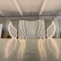 Décor de scène de mariage personnalisé en acrylique avec éclairage LED, ailes d'ange, support de toile de fond arqué, décoration murale pour scène d'événement