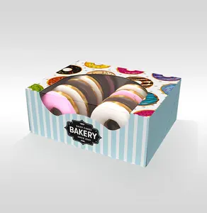 Custom usa e getta cibo cibo da asporto scatola di imballaggio scatole di ciambelle per 6 trasparente Top scatola di ciambelle con finestra
