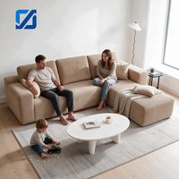 Canapé modulaire en tissu couleur camel, emballage sous vide, convertible en ensemble sectionnel, housse amovible, vente en gros