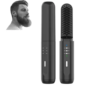 Mini Size Anti Scald Hot CombMultifunctional USB Rechargeable Cordless Beard Hair Straightener