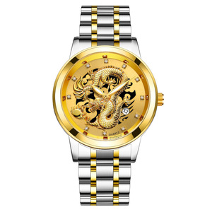 <span class=keywords><strong>Montre</strong></span> pour <span class=keywords><strong>homme</strong></span> Fashion Calendar, bracelet en acier, non mécanique, étanche, avec cristaux et strass, motif dragon chinois. - Product Image 4