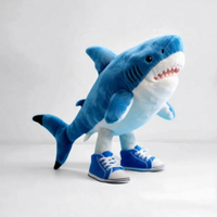 Peluche super douce en coton PP, anti-stress, motif Shanhaijing Tung Tung Tung Sahur Naik Shark Stick Man, pour le commerce transfrontalier